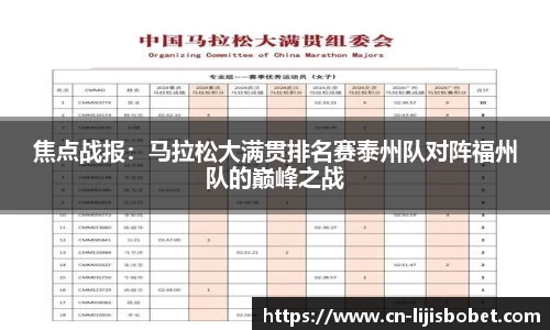 焦点战报：马拉松大满贯排名赛泰州队对阵福州队的巅峰之战